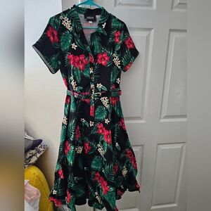 Collectif Tropical Swing Dress w/matching print belt